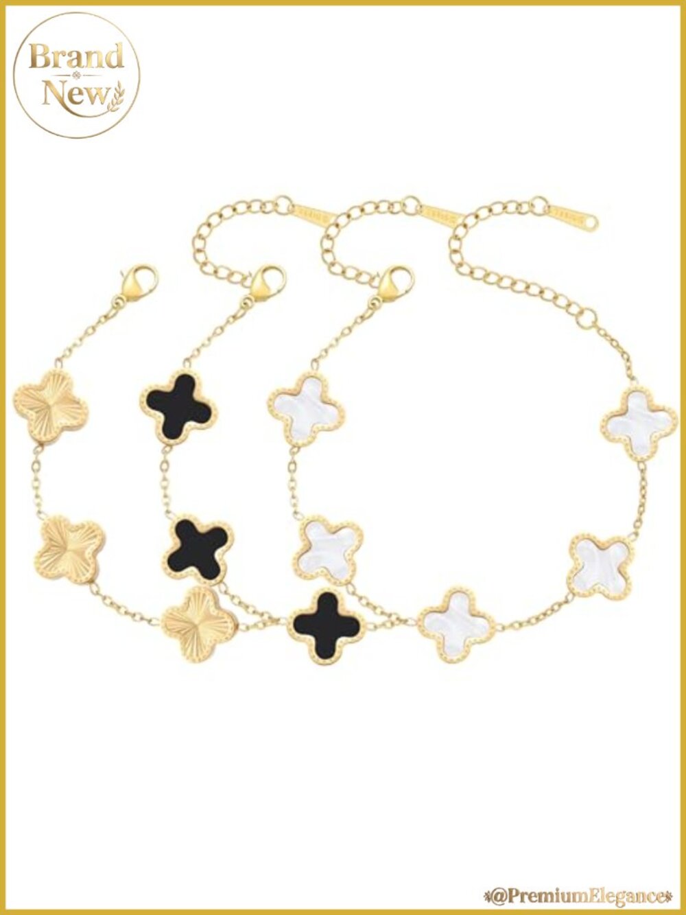 18K Gold Plated Clover Bracelet Set Women Lucky Four Leaf Flower Bracelets